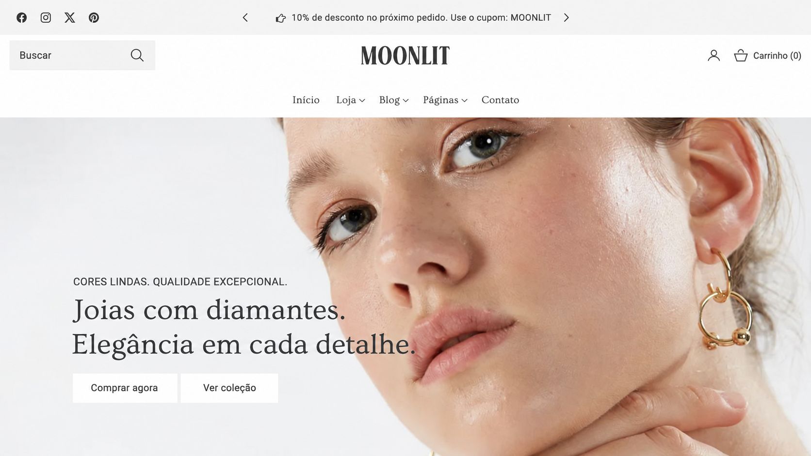 Demonstração do tema Moonlit