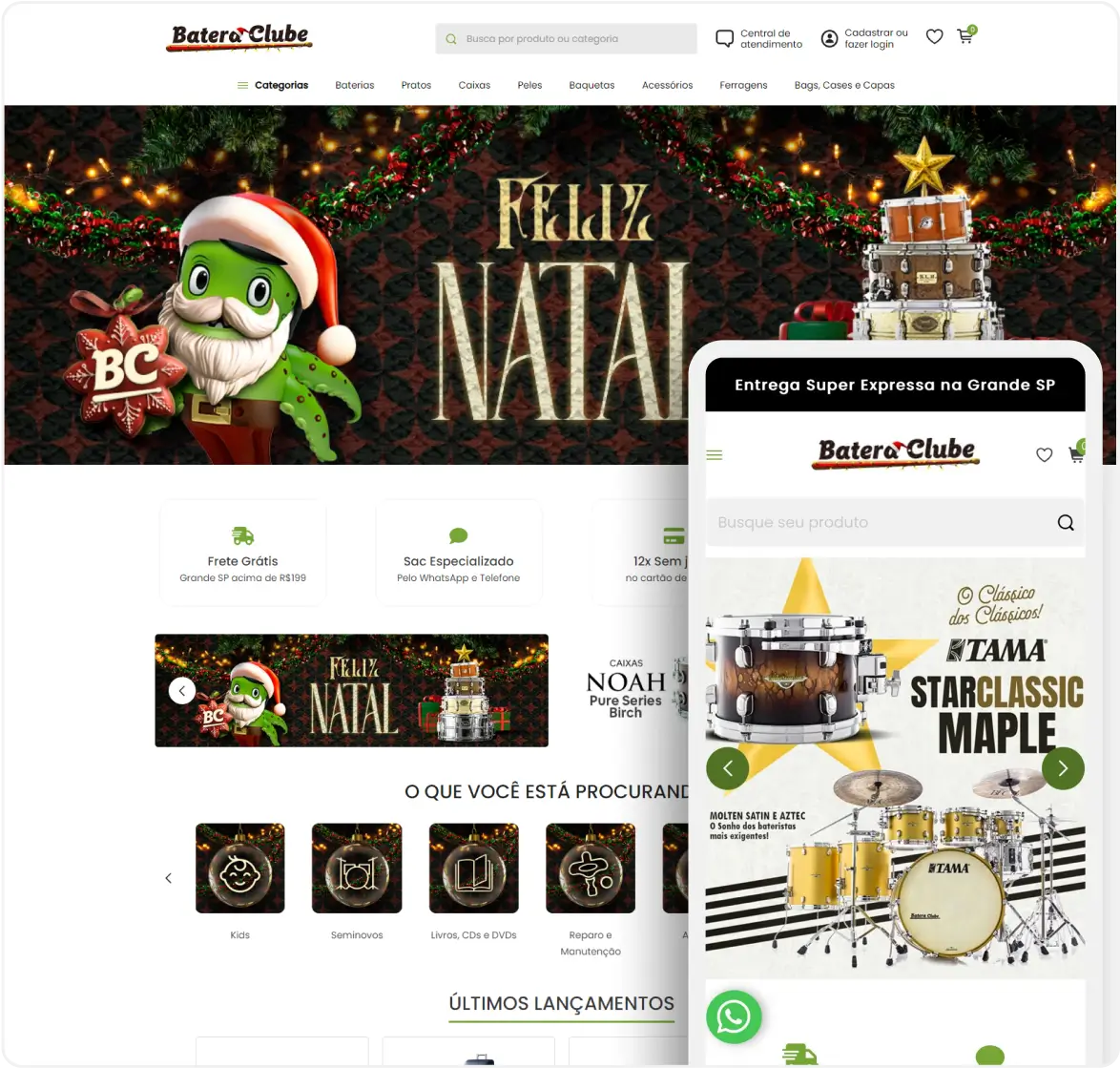 Case do site da empresa parceira Batera Clube